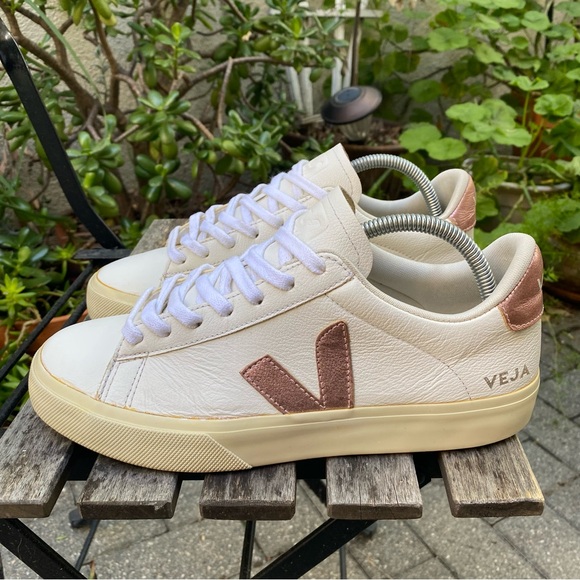 Veja Shoes - Veja Campo ChromeFree Sneakers Women's Size 10 White Pink Athletic Leather Shoes